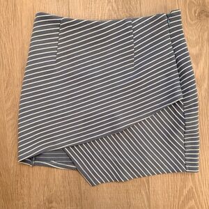 Storia Striped Blue Wrap Mini Skirt